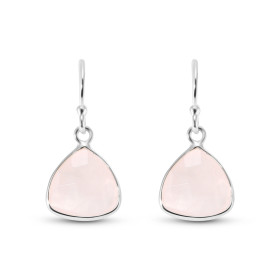 Boucles d'oreilles Argent 925 Quartz rose Triangulaire 10x10mm