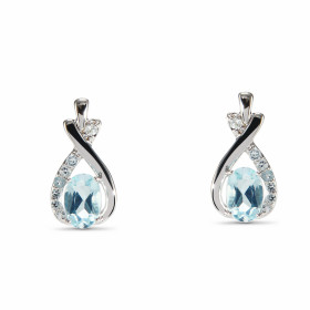 Boucles d'oreilles Argent et Topaze bleue traitée Ovale 6x4mm