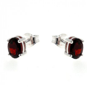 Boucles d'oreilles Argent  Grenat Ovale 7x5mm