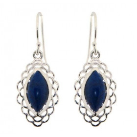 Boucles d'oreilles Argent Lapis Lazuli Navette 12x6mm