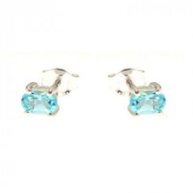 Boucles d'oreilles Argent Topaze Bleue Traitée Ovale 6x4