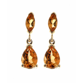 Boucles d'oreilles Citrine Poire et Marquise en Or Jaune 375