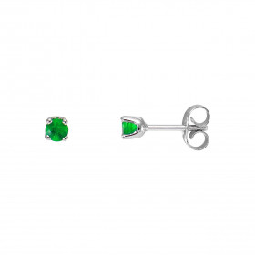 Boucles d&#39;oreilles Or Blanc 750 Emeraudes AAA Rondes 3mm. Boucles d&#39;oreilles type puces en Or Blanc 750. Pierres r...