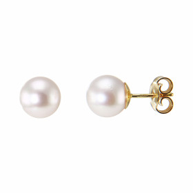 Boucles d'oreilles Or jaune 750 Perles Akoya 7.5mm