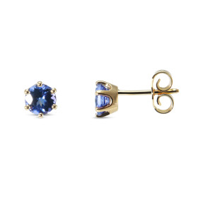 Boucles d'oreilles Or Jaune 750 Tanzanites Rondes 5mm AAA