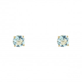 Boucles d'oreilles Or Jaune 750 Topaze bleue traitée 5mm