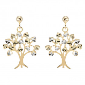 Boucles d'oreilles pendantes 2 ors 375 Arbre de vie. Arbre de vie avec effet ciselé sur les feuilles. Dimensions d'une bou...