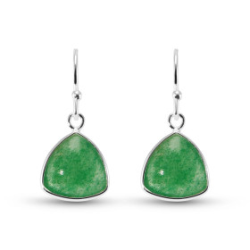 Boucles d'oreilles Pendantes Argent 925 et Aventurine Triangulaire 10mm