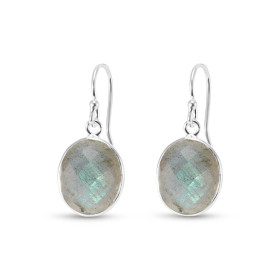 Boucles d'oreilles Pendantes Argent 925 Labradorite Ovale 12x10mm. Pierres ovales facettées mesurant 12x10mm. Dimensions d...