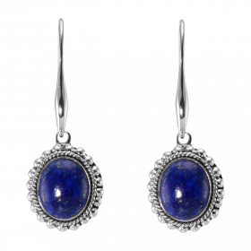 Boucles d'oreilles Pendantes Argent 925 Lapis Lazuli Ovale 12x10mm