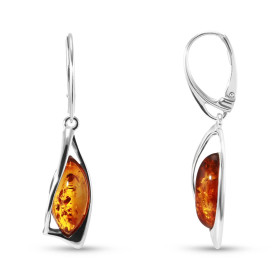 Boucles d'oreilles Pendantes Argent Ambre Moderne