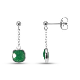 Boucles d'oreilles Pendantes Argent Rhodié Aventurine coussin