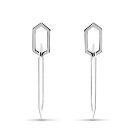 Boucles d'oreilles Pendantes Argent Rhodié Formes hexagonales 