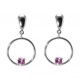 Boucles d'oreilles pendantes Saphir Rouge Percé Or Rose 750 - Ocarat