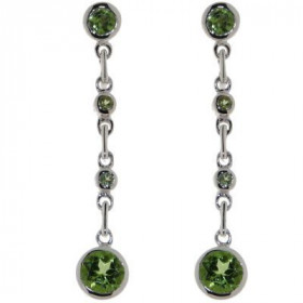 Boucles d'oreilles Argent 925 Péridot pendantes, longueur : 42mm