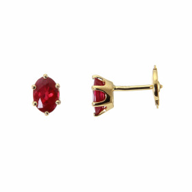 Boucles d'oreilles Rubis AAA Ovales 6x4mm Or Jaune