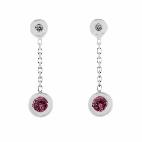 Boucles d'oreilles pendantes Saphir Rouge Percé Or Rose 750 - Ocarat
