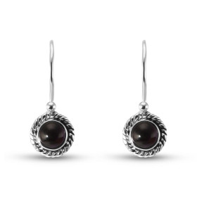 Boucles d'oreilles Vintage Pendantes Argent 925 et Améthyste Ronde 5mm 