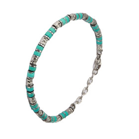 Bracelet Acier Homme Cylindre bleus turquoise