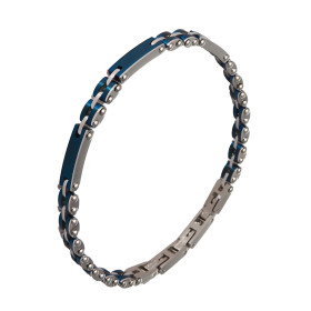 Bracelet Acier Homme gris et bleu