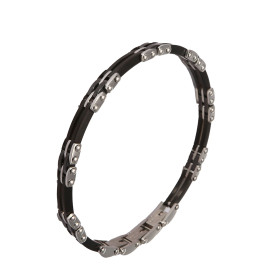 Bracelet Homme en Acier composé de maillons gris et noirs mat. Largeur : 7,1mm. Longueur : 19,5, 20,5 ou 21,5cm