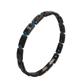 Bracelet Acier Homme Noir mat et Bleu