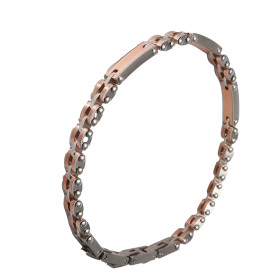 Bracelet Homme en Acier composé de maillons en acier rosé. Largeur : 6,4mm. Longueur : 20, 21 ou 22cm