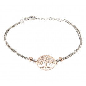 Bracelet argent rhodié arbre de vie 2 tons