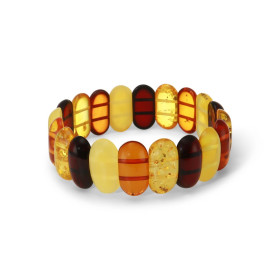 Bracelet Plaquettes Ambre multicolore 17mm x 18cm