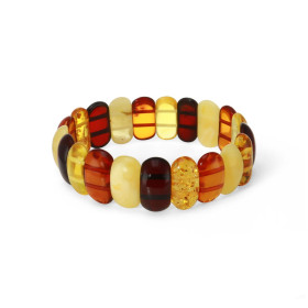 Bracelet Plaquettes Ambre multicolore 17mm x 18cm