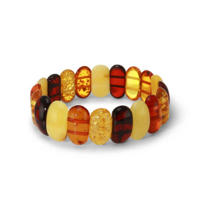 Bracelet Plaquettes Ambre multicolore 19mm x 18cm