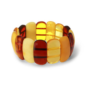 Bracelet Plaquettes Ambre multicolore 27mm x 17.5cm