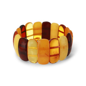 Bracelet Plaquettes Ambre multicolore 27mm x 17.6cm