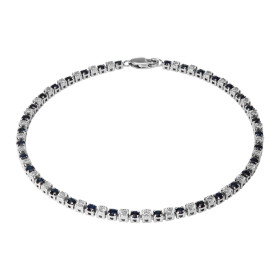 Bracelet Tennis Or Blanc 750 Saphir et Diamant