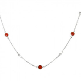 Collier Argent 925 Cornaline et Oxyde de zirconium