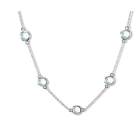 Collier Argent Rhodié Topaze bleue ronde