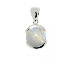 Pendentif Argent 925 Labradorite serti d'une pierre de 12mm. Hauteur avec bélière : 2,5cm