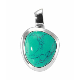 Pendentif Argent  Turquoise reconstituée  Cabochon 17x14mm