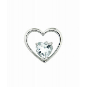 Pendentif Coeur Or Blanc 375 Aigue Marine Coeur 6x6mm