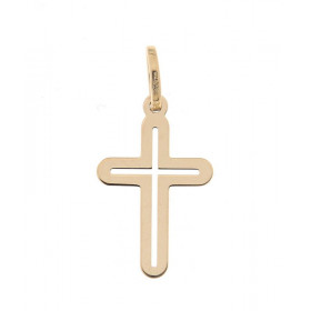 Pendentif Croix ajourée en Or Jaune 750. Dimensons (bélière incluse) : 22 x 11 mm