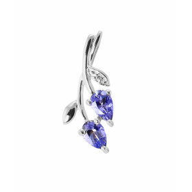 Pendentif Feuille Or blanc 375 Tanzanite  et Diamant