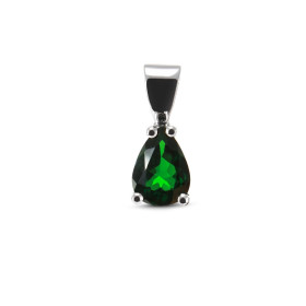 Pendentif Or Blanc 750 Grenat Tsavorite Poire 7x5mm