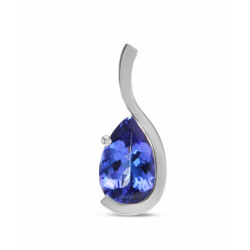 Pendentif Or blanc 750 Tanzanite AAA poire 10x7mm