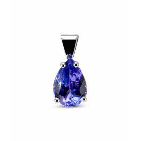 Pendentif Or Blanc 750 Tanzanite AAA Poire 10x7mm