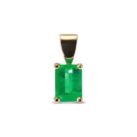 Pendentif Or Jaune 750 émeraude AAA rectangulaire 7x5mm