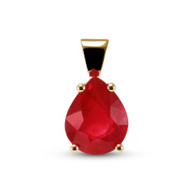 Pendentif en Or Jaune 750 serti d&#39;un Rubis Traité Poire de 11x9mm. Poids Rubis : 4 carats. Dimensions du pendentif (bé...