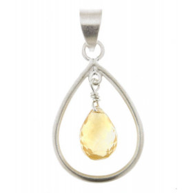 Pendentif Poire en Argent 925 et Citrine