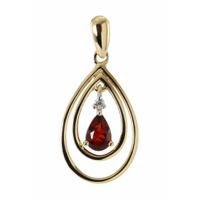 Pendentif Poire Or jaune 375 Grenat et Diamant