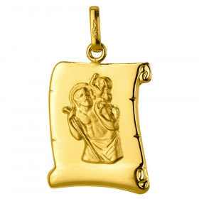Pendentif médaille saint Christophe or jaune 750 ‰ 17 x 24 mm SO OR