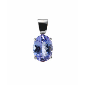 Pendentif Tanzanite Ovale 8x6mm Or Blanc 750